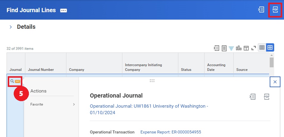 The highlighted twinkie revealing the expanded journal line window.