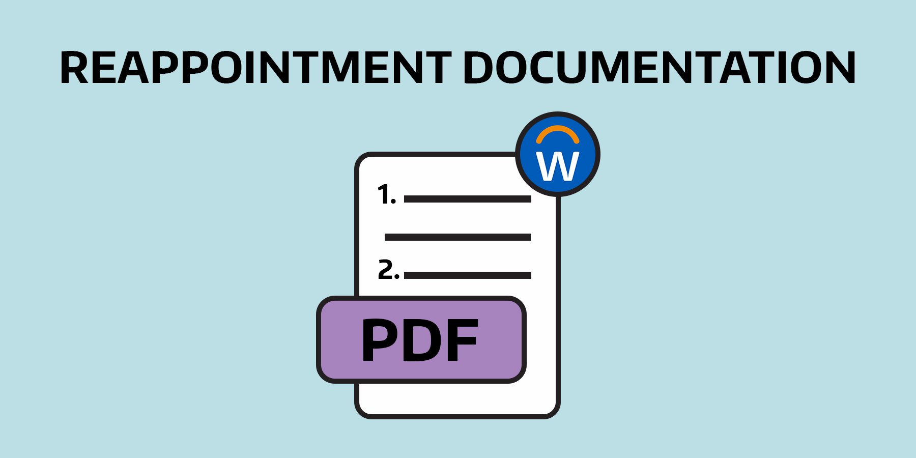 Reappointment documentation as a PDF which has a Workday icon on it