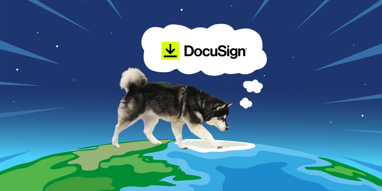 Dubs walking on planet earth with thinking about DocuSign