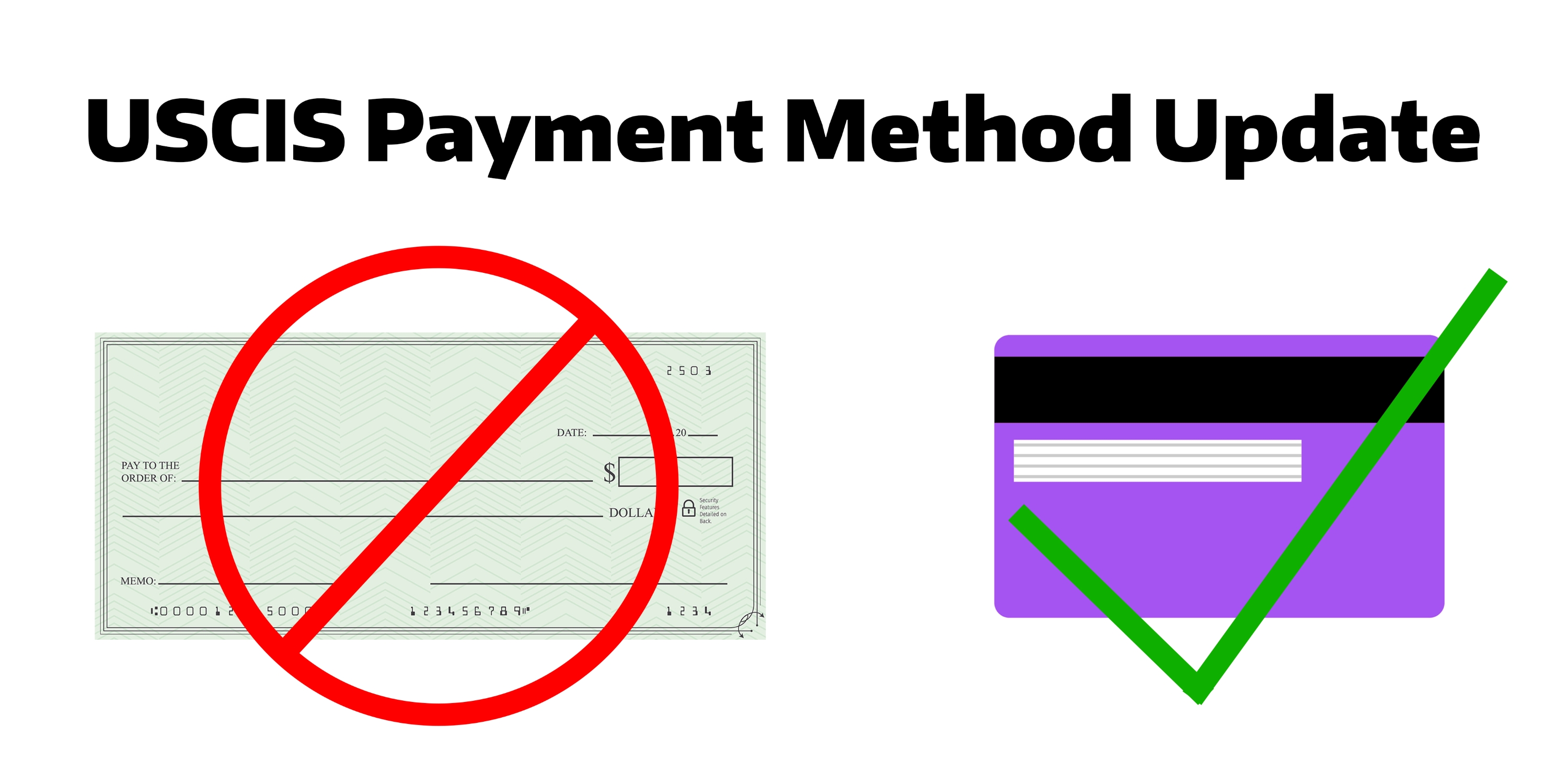 USCIS payment method update, where paper checks are no longer accepted but card payments are accepted